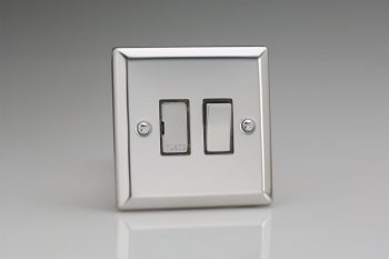 Varilight Classic Mirror Chrome 13A Switched Fused Spur with Metal Inserts