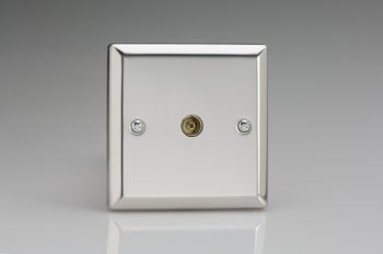 Varilight Classic Mirror Chrome 1-Gang TV Socket, Co-Axial