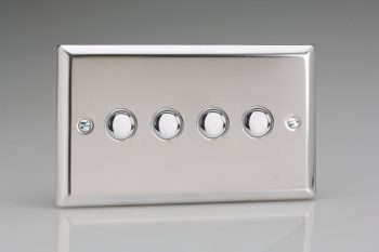 Varilight Classic Mirror Chrome 4-Gang 6A 1-Way Push-to-Make Momentary Switch (Twin Plate)