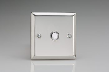 Varilight Classic Mirror Chrome 1-Gang 6A 1- or 2-Way Push-On/Off Impulse Switch