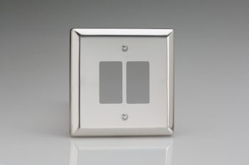 Varilight Classic Mirror Chrome 2-Gang PowerGrid Plate including Yoke (Single Plate)
