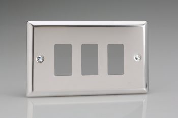 Varilight Classic Mirror Chrome 3-Gang PowerGrid Plate including Yoke (Twin Plate)