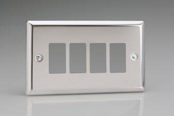 Varilight Polished Chrome 4-Gang PowerGrid Plate including Yoke (Twin Plate)