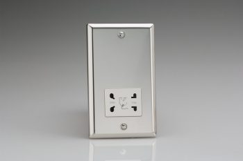 Varilight Classic Mirror Chrome Dual Voltage Shaver Socket 230V/115V with White Insert