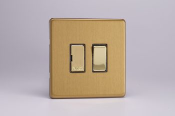 Varilight Flat Plate Screwless Brushed Brass 13A Switched Fused Spur with Metal Inserts