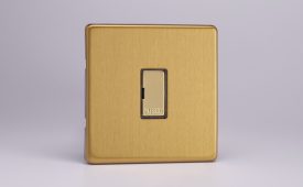 Varilight Flat Plate Screwless Brushed Brass 13A Unswitched Fused Spur with Metal Inserts