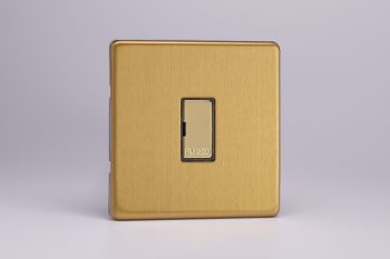 Varilight Flat Plate Screwless Brushed Brass 13A Unswitched Fused Spur with Metal Inserts