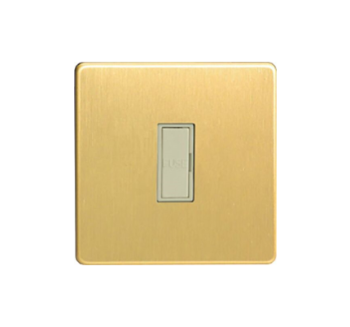 Varilight Flat Plate Screwless Brushed Brass 13 Amp Unswitched Fused Spur (White Inserts)