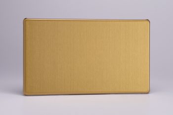 Varilight Flat Plate Screwless Brushed Brass Double Blank Plate