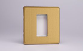 Varilight Flat Plate Screwless Brushed Brass DataGrid Plate (1 Grid Space) Faceplate