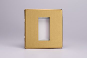 Varilight Flat Plate Screwless Brushed Brass DataGrid Plate (1 Grid Space) Faceplate