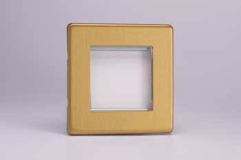 Varilight Flat Plate Screwless Brushed Brass DataGrid Plate (2 Grid Space) Faceplate