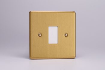 Varilight Flat Plate Screwless Brushed Brass 1-Gang Grid Plate Faceplate (Single Plate)