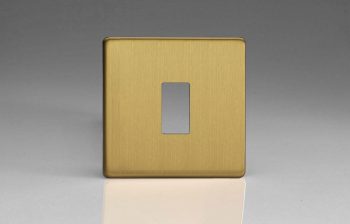 Varilight Flat Plate Screwless Brushed Brass 1-Gang Screwless PowerGrid Plate including Yoke (Single Plate)