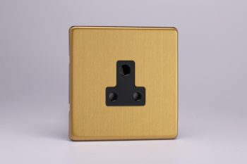 Varilight Screwless Brushed Brass 1-Gang 5A Round Pin Socket