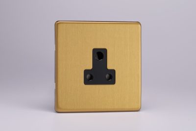 Varilight Screwless Brushed Brass 1-Gang 5A Round Pin Socket
