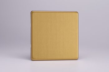 Varilight Flat Plate Screwless Brushed Brass Single Blank Plate