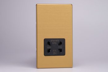 Varilight Screwless Brushed Brass Dual Voltage Shaver Socket 230V/115V
