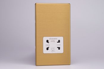 Varilight Screwless Brushed Brass Dual Voltage Shaver Socket 230V/115V