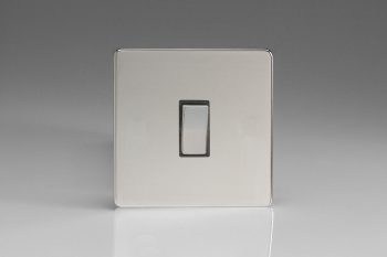 Varilight Flat Plate Screwless Polished Chrome 1-Gang 20A Double Pole Rocker Switch