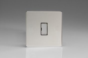 Varilight Flat Plate Screwless Polished Chrome 13A Unswitched Fused Spur with Metal Inserts