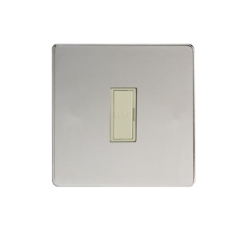Varilight Flat Plate Screwless Polished Chrome 13 Amp Unswitched Fused Spur (White Inserts)