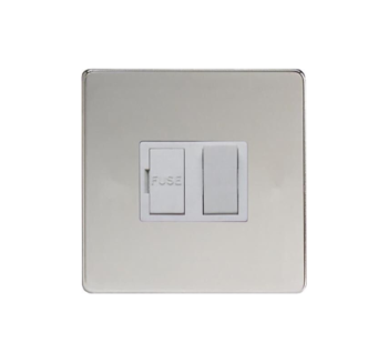 Varilight Flat Plate Screwless Polished Chrome 13 Amp Switched Fused Spur (White Inserts)