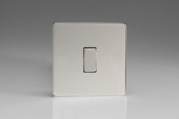 Varilight Flat Plate Screwless Polished Chrome 1-Gang 10A Intermediate Rocker Switch