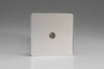 Varilight Flat Plate Screwless Polished Chrome 1-Gang TV Socket, Co-Axial