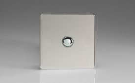 Varilight Flat Plate Screwless Polished Chrome 1-Gang 6A 1-Way Push-to-Make Momentary Switch
