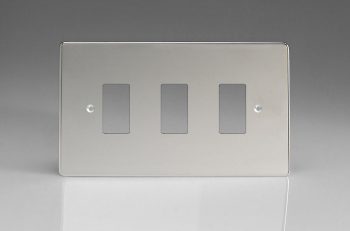 Varilight Polished Chrome 3-Gang Grid Plate (Twin Plate) Faceplate