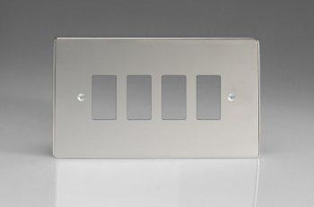Varilight Polished Chrome 4-Gang Grid Plate (Twin Plate) Faceplate