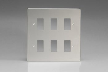 Varilight Polished Chrome 6-Gang Grid Plate (Double Twin Plate) Faceplate