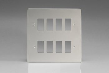 Varilight Polished Chrome 8-Gang Grid Plate (Double Twin Plate) Faceplate
