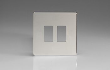 Varilight Flat Plate Screwless Polished Chrome 2-Gang Screwless PowerGrid Plate including Yoke (Single Plate)
