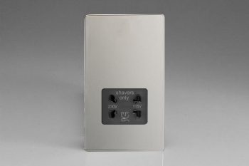 Varilight Screwless Polished Chrome Dual Voltage Shaver Socket 230V/115V