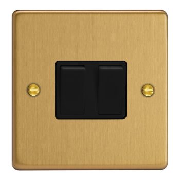 Varilight Essential Brushed Brass 2-Gang 10A 1- or 2-Way Rocker Switch