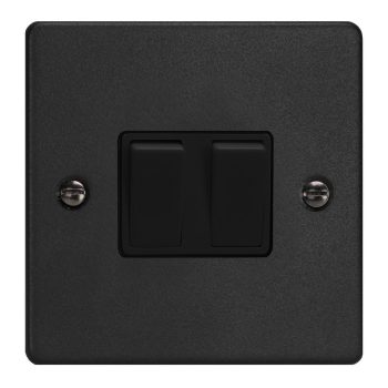 Varilight Essential Matt Black 2-Gang 10A 1- or 2-Way Rocker Switch