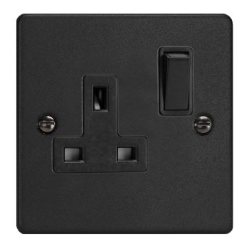 Varilight Essential Matt Black 1-Gang 13A Double Pole Switched Socket