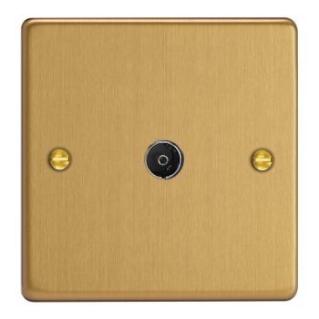 Varilight Essential Brushed Brass 1-Gang TV Socket, Co-Axial