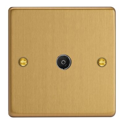 Varilight Essential Brushed Brass 1-Gang TV Socket, Co-Axial