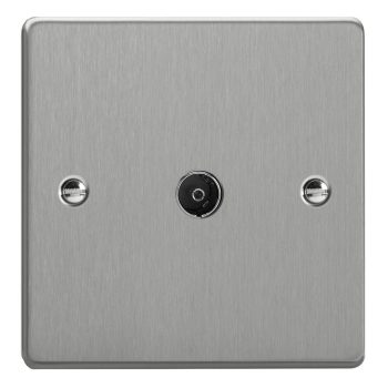 Varilight Essential Brushed Steel 1-Gang TV Socket, Co-Axial