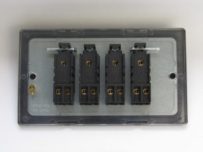 Varilight Essential Brushed Steel 4-Gang 10A 1- or 2-Way Rocker Switch (Twin Plate) - Image 2
