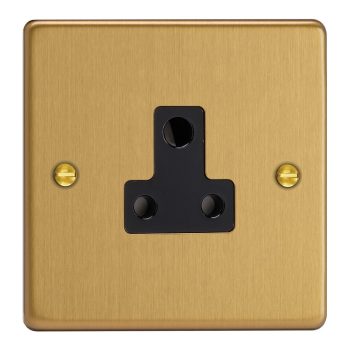 Varilight Essential Brushed Brass 1-Gang 5A Round Pin Socket