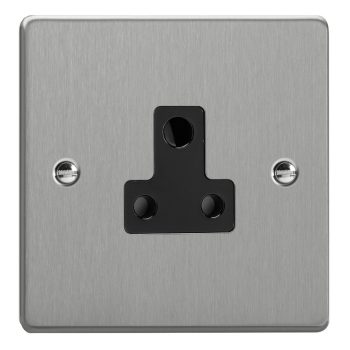 Varilight Essential Brushed Steel 1-Gang 5A Round Pin Socket