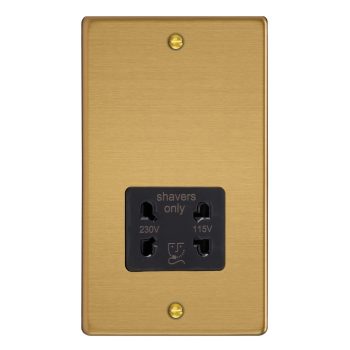 Varilight Essential Brushed Brass Dual Voltage Shaver Socket 230V/115V