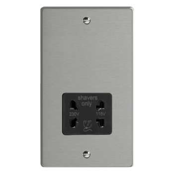Varilight Essential Brushed Steel Dual Voltage Shaver Socket 230V/115V