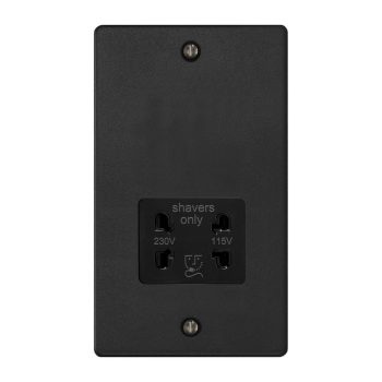 Varilight Essential Matt Black Dual Voltage Shaver Socket 230V/115V