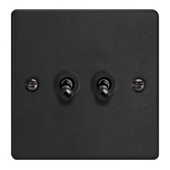 Varilight Essential Matt Black 2-Gang 10A 1- or 2-Way Toggle Switch
