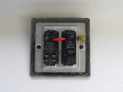 Varilight Flat Plate Screwless Jet Black 13A Switched Fused Spur + Neon with Metal Inserts - Image 2